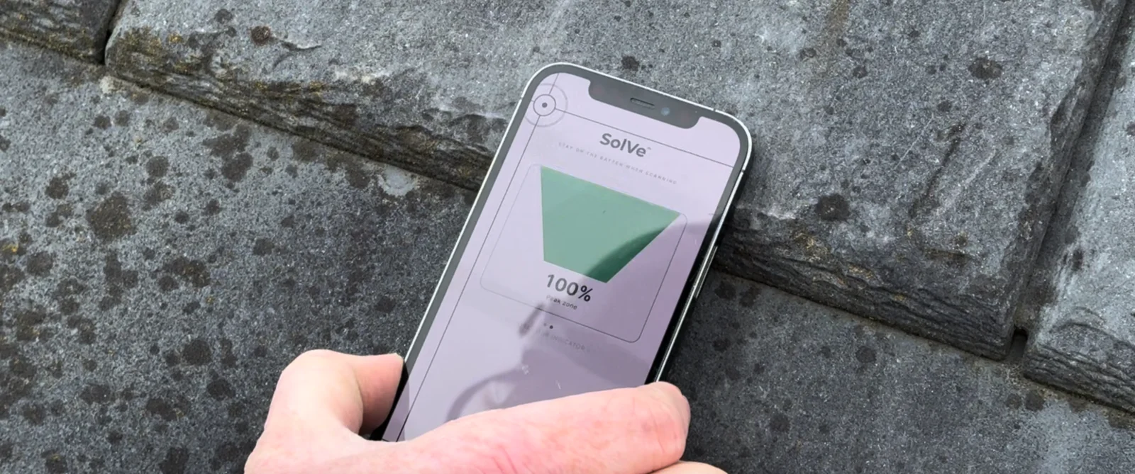 SolVe Rafter Finder app locating rafters through a roof covering